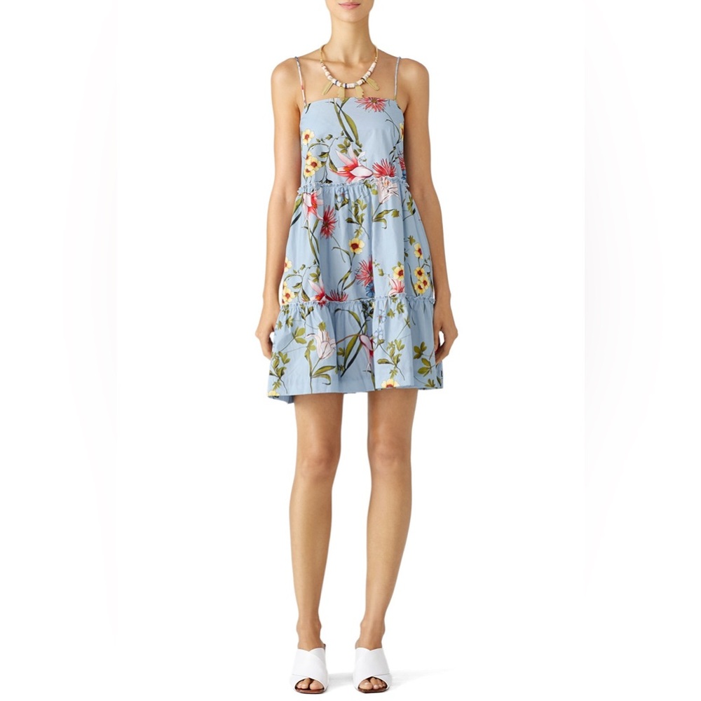 Nicholas Pastel Blue Floral Print Babydoll Mini Dress - Picture 4 of 16